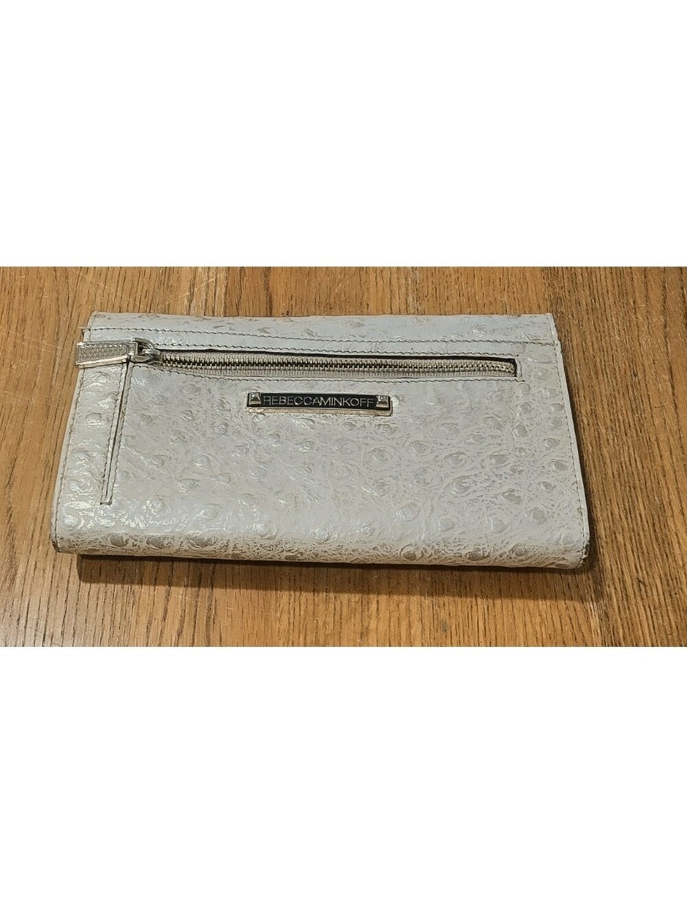 Rebecca Minkoff Reptile Embossed Leather Wallet w/Gold Zippers & Emblem
